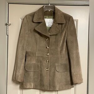DKNY Vintage Brown Suede Leather Coat
